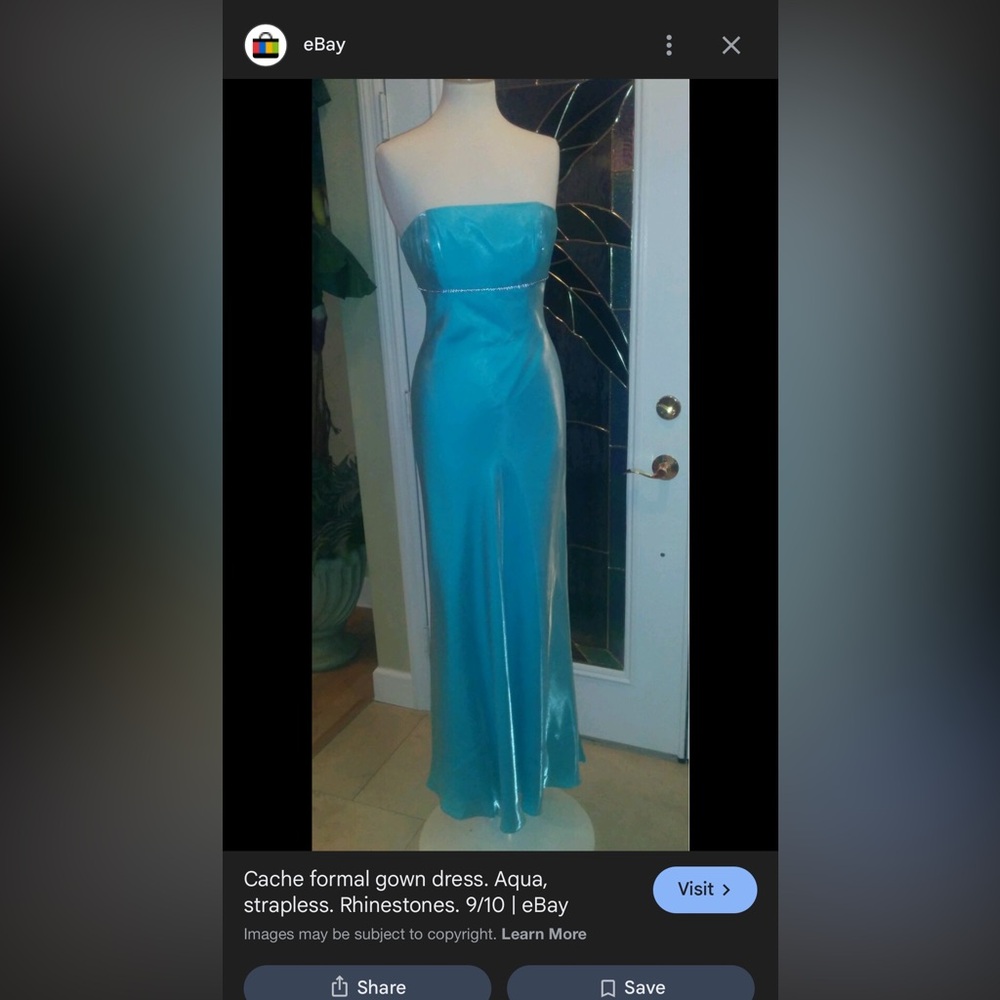 Cache vintage silky Blue iridescent Prom Dress - Picture 12 of 12